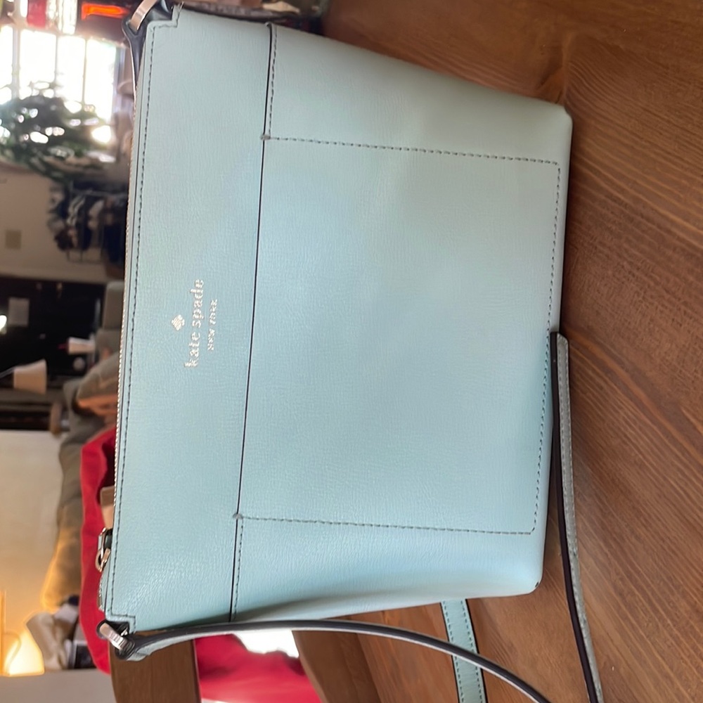 Kate Spade crossbody small purse. Beautiful robin’s egg/ mint color.